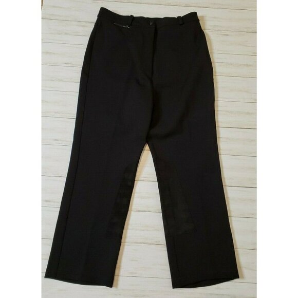 St John Sport Black Pants Size 10 w/ Suede Detail - Picture 1 of 6